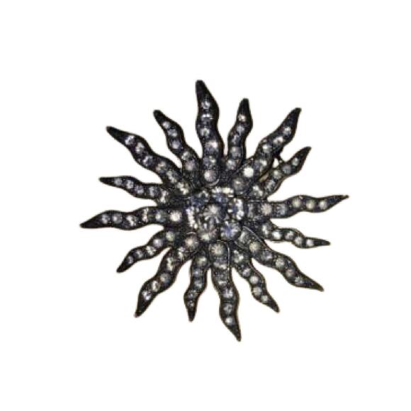 JACQUELINE KENNEDY Sunburst Brooch with Crystals Repro, Same look for Less - Picture 2 of 9